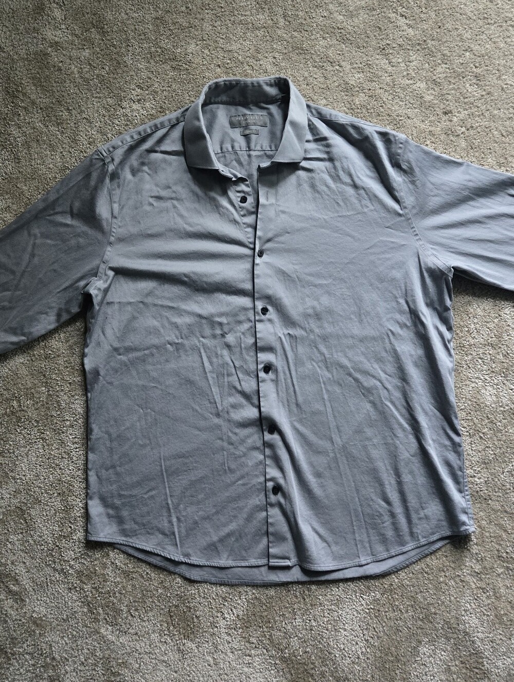 Perry Ellis Solid Gray Long-Sleeve Button-Down Shirt